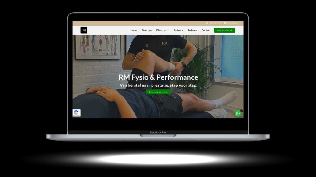 MADE Digital - RM Fysio & Performance - mockup - homepage - website